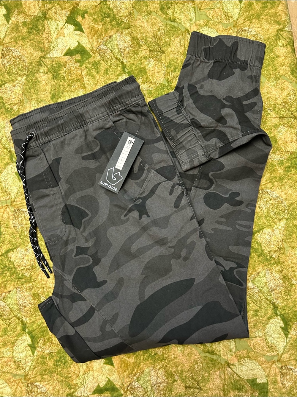 burnside Black & Gray Camo Cargo Joggers